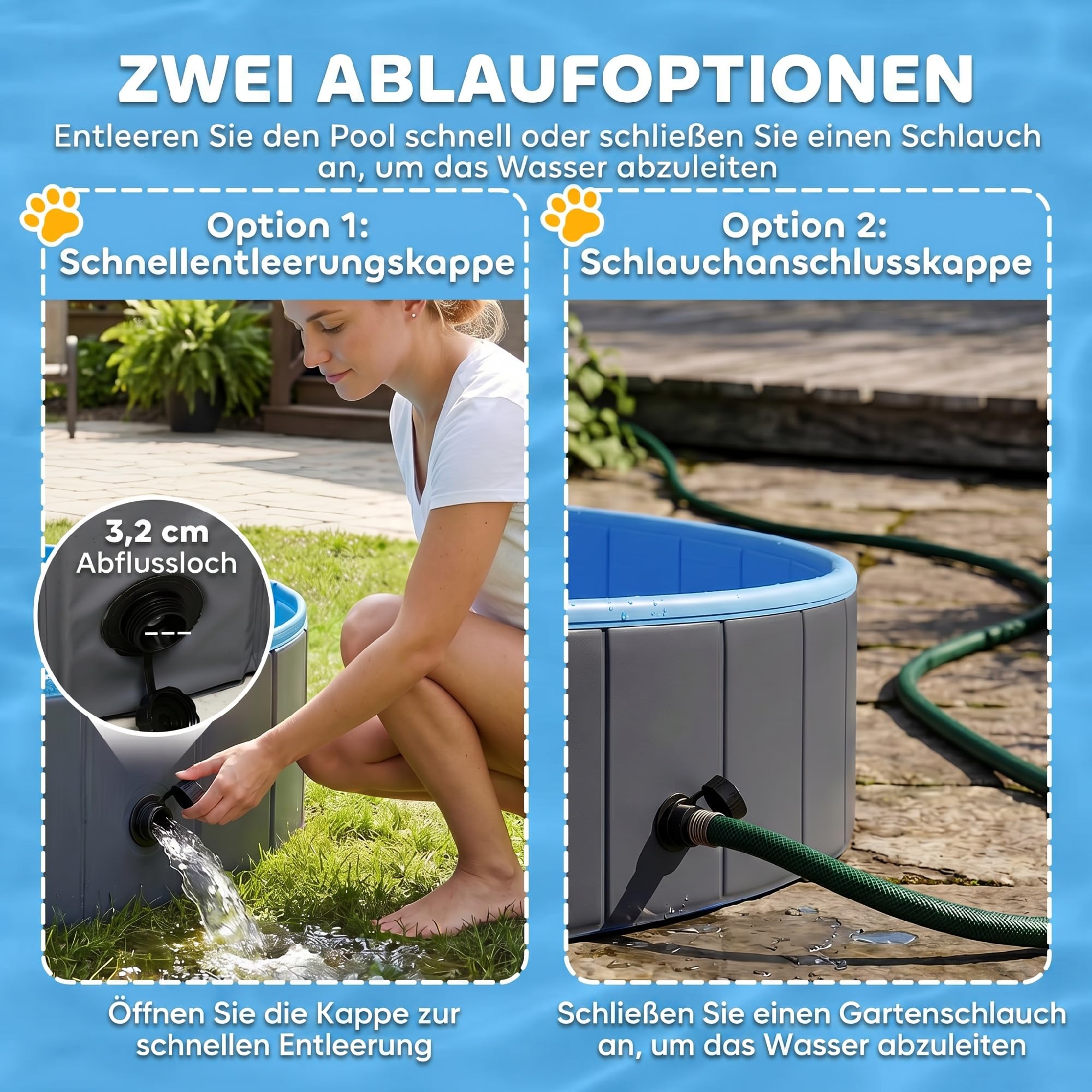 PawHut Hundepool für Große und Mittelgroße Hunde Faltbare Hunde Planschbecken 120 x 30 cm Hundebadewanne rutschfeste Schwimmbecken Hundeplanschbecken für Enten, Innen- und Außen, Dunkelgrau