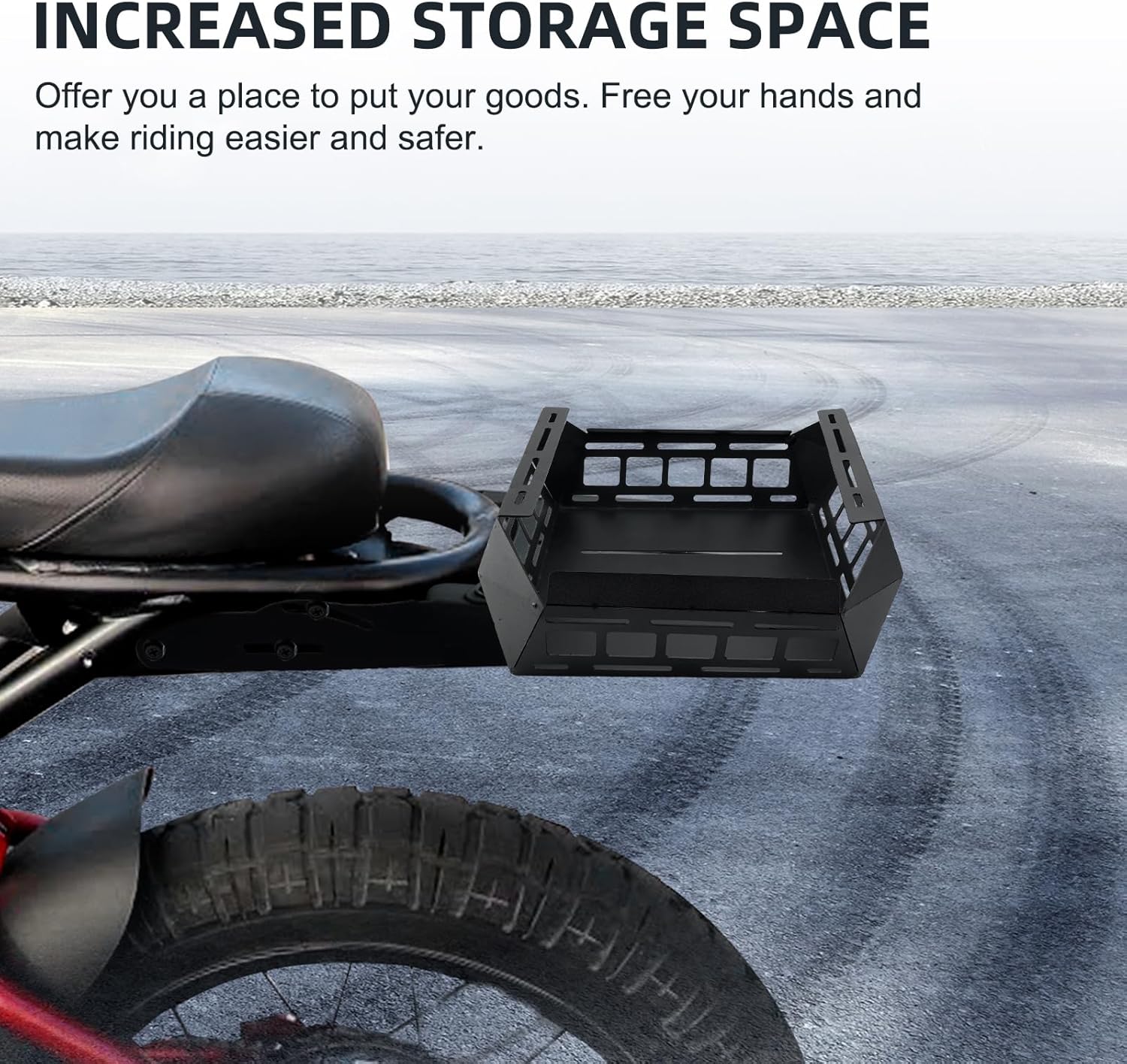 Basket for Super 73, Rear Rack Luggage Storage Basket with Fixed Rope, Heavy Duty Stainless Steels Bicycle Rear Travel Carrier, Electric Bike Accessoires for Super 73 S1/S2/RX/ZX