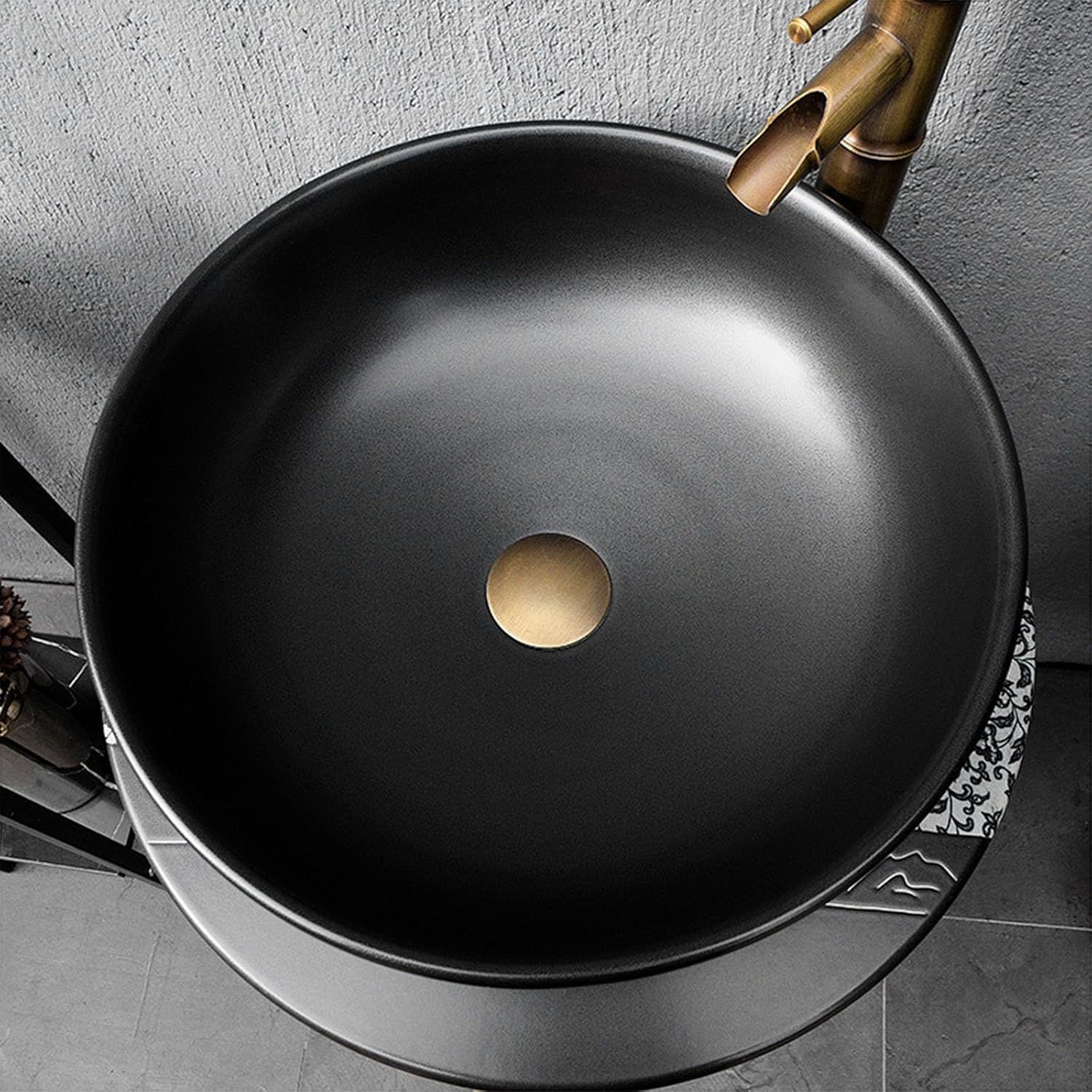 Pedestal Sink Outdoor Balcony Patio Pedestal Sink, Hotel Art Pedestal Sink Modern Ceramic Bathroom, Vintage Hand Carved Ceramic Pedestal Sink,2 Piece Set