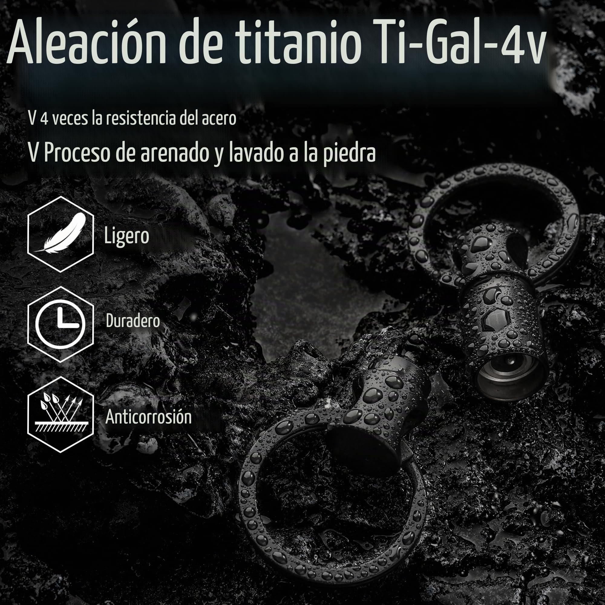 KeyUnity KA24BK - Conector de llavero desmontable, llavero giratorio de doble extremo, organizador de llaves giratorio de titanio para mosquetón