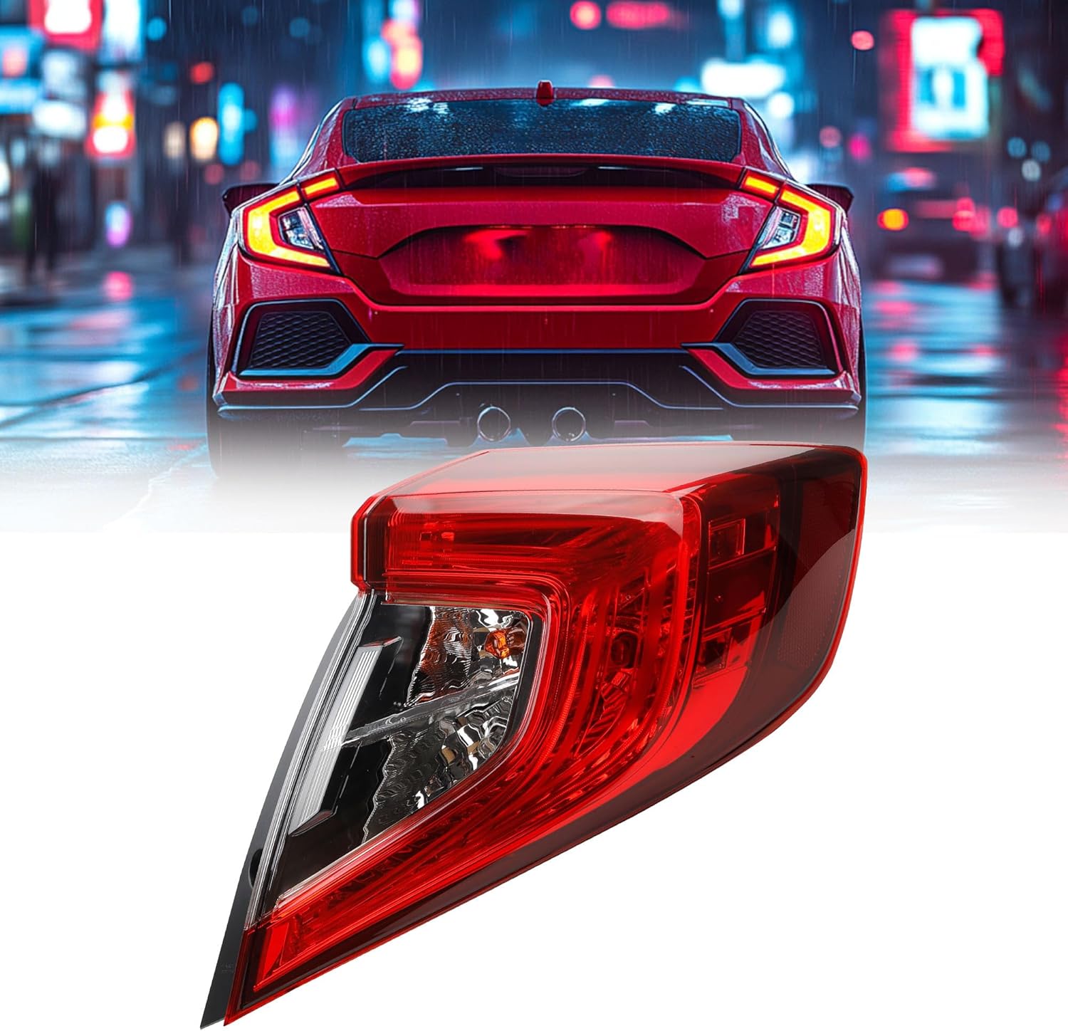 Dasbecan Outer Taillight Right Side Tail Lamp Compatible with Honda Civic Sedan 2016 2017 2018 2019 2020 Replace HO2805110 33500-TBA-A01 Brake Taillight