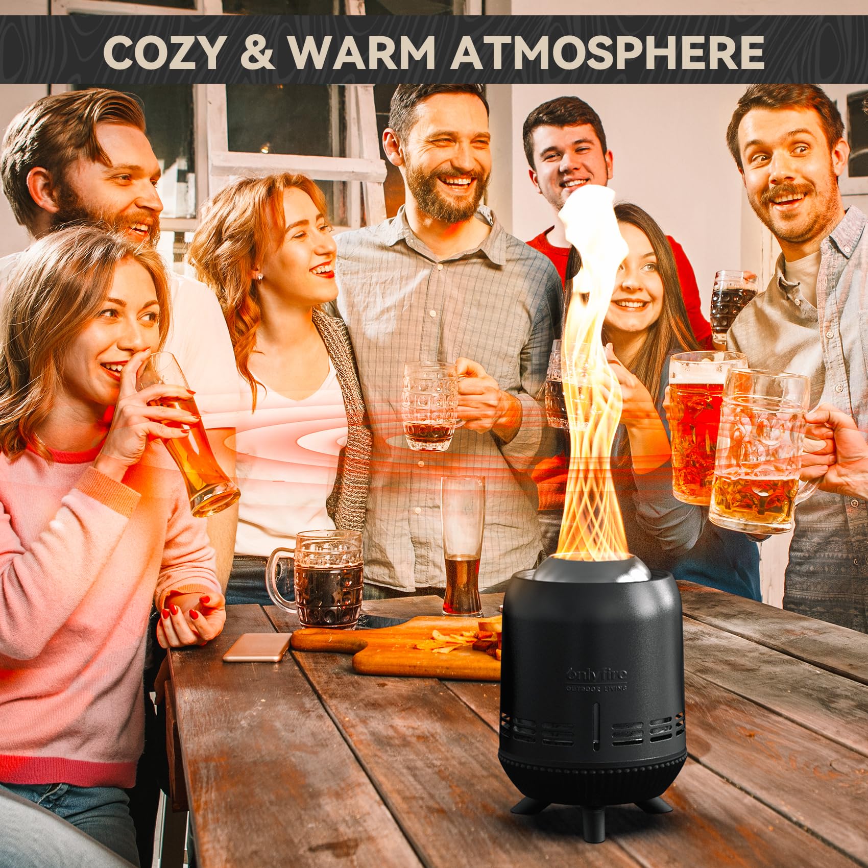 Onlyfire Brasero sin Humos con Bolsa de Transporte, Mini Hoguera de Mesa, Chimenea de Leña y Pellets para Camping al Aire Libre Tailgating Patio, Negro