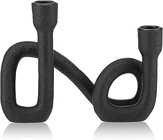 28 Black Candle Holder Decor Ideas for a Modern Bold Aesthetic 27 Enhon 1 Pcs Black Decorative Resin Double Taper Candle Holder, Fit Candl...