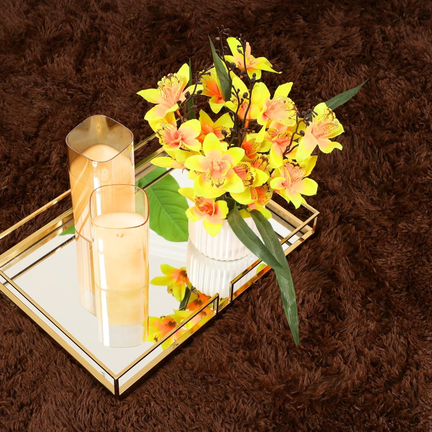 MOONLIGHT20015 4x4 Feet Round Area Rugs for Living Room Bedroom Brown, Non Slip Throw Rug Indoor Floor Carpet, Fuzzy Shag Rug for Nursery Girls Boys Kids Rooms, Dorm, Lounge, Home Décor Aesthetics