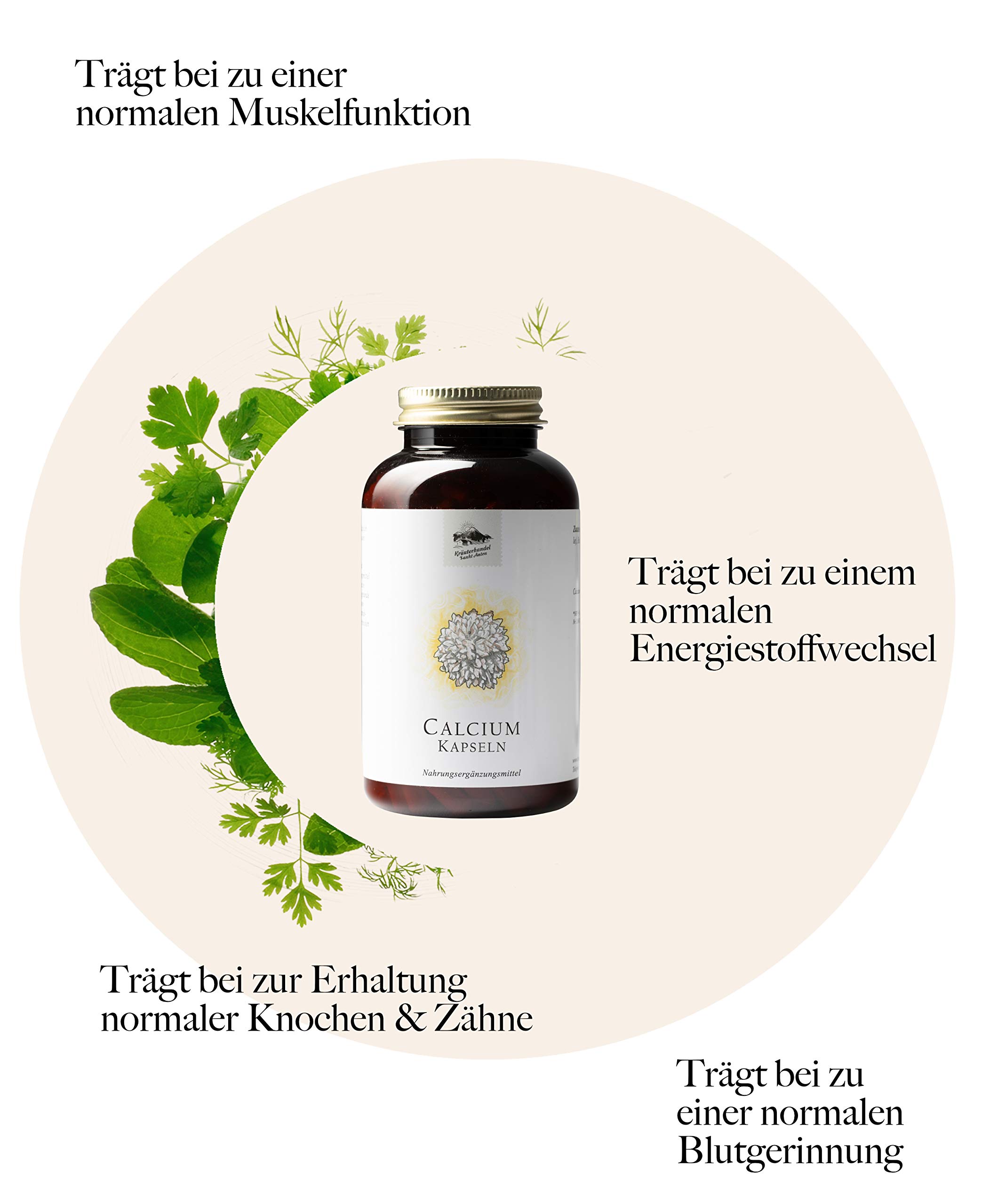 KRÄUTERHANDEL SANKT ANTON Calcium, 300 Kapseln, 1000 mg Kalzium Tagesdosis, Hochdosiert, Laborgeprüft, Deutsche Premium Qualität