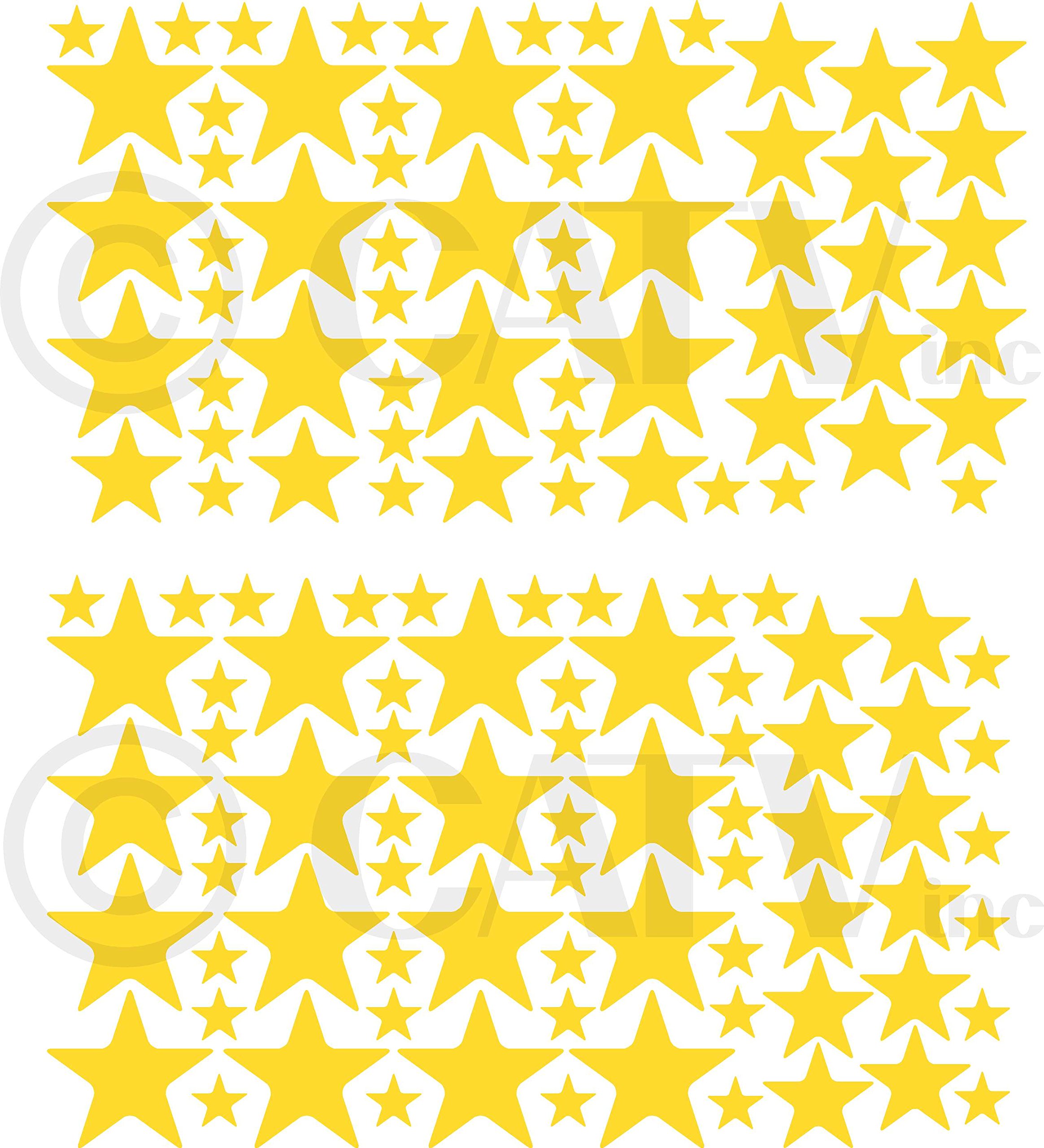 Stars assorted self adhesive wall pattern stickers (set of 108, Yellow)