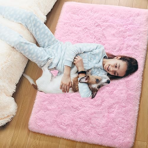 Miniatura 224 de Kelarea Alfombra de área para sala de estar, 3 x 5, antideslizante, color azul turquesa, esponjosa, suave, alfombra de felpa peluda para dormitorio