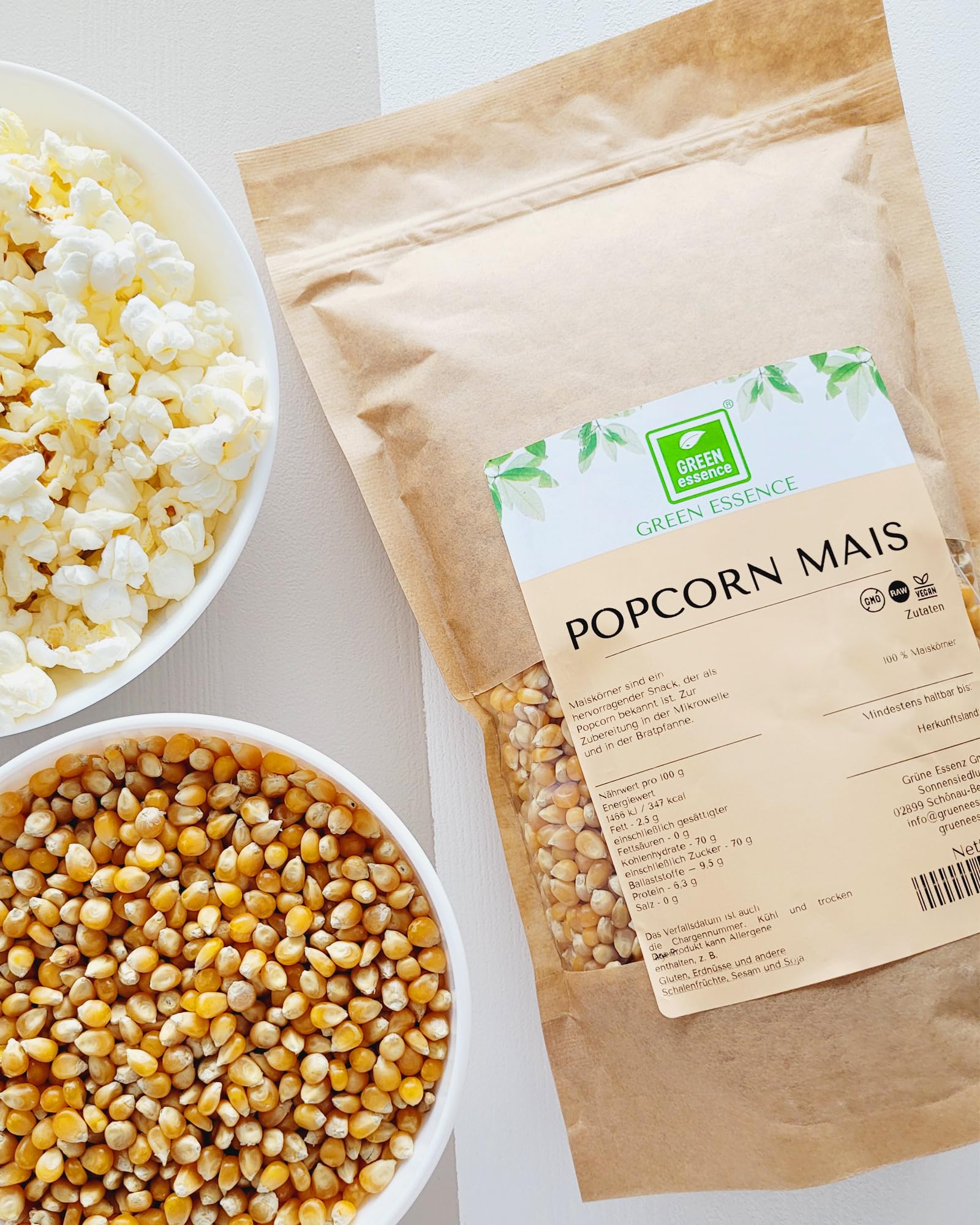 Butterfly Popcorn Mais 5kg von Green Essence - Ungesalzen und ungesüsst Popcornmais aus Maiskörnern - Mais für Popcornmaschine, ideal als Kino Popcorn