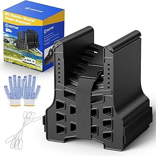 RV Sewer Hose Support 10 Feet, 𝐇𝐞𝐢𝐠𝐡𝐭-𝐀𝐝𝐣𝐮𝐬𝐭𝐚𝐛𝐥𝐞 ABS Sewer Hose Support for RV Camper, Easy to Set Up Quick Setup and Collaps Protects and Supports the RV Sewer Hose