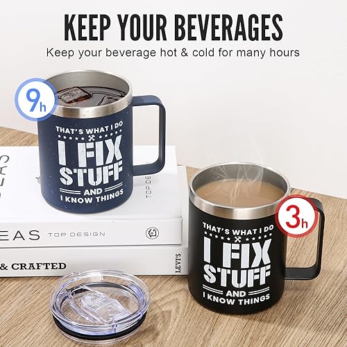 Vista 2 de NOWWISH Regalos para hombres, taza de café para papá, regalos de cumpleaños de hija e hijo, tazas geniales del día del padre para papá, esposo