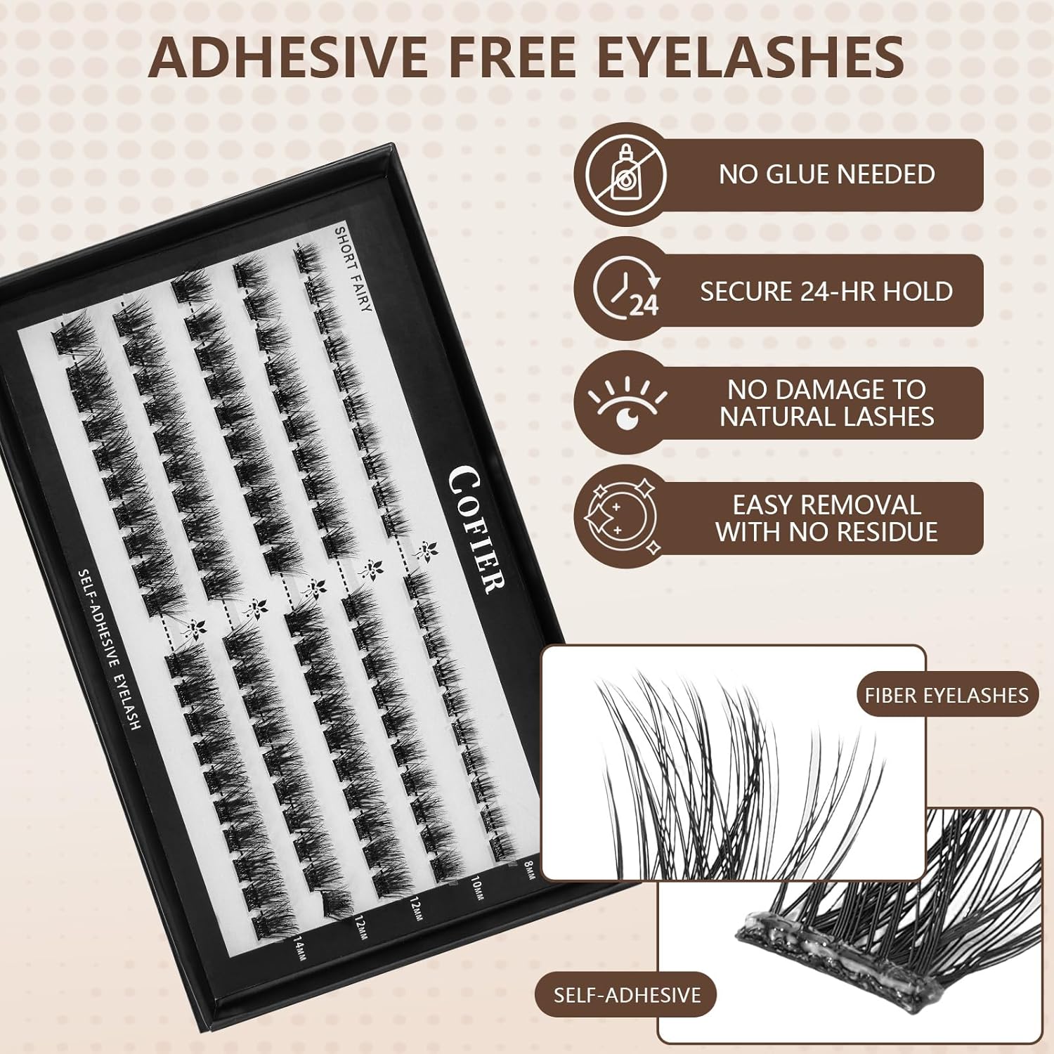Glue-Free Wispy Lash Clusters Kit, 100 Pcs Individual Eyelash Clusters (8-14mmC Curl)- DIY Lash Extension Kit with Eyelashes Tweezers, Natural Fluffy Fake Lashes for Home Use, Beginners Friendly