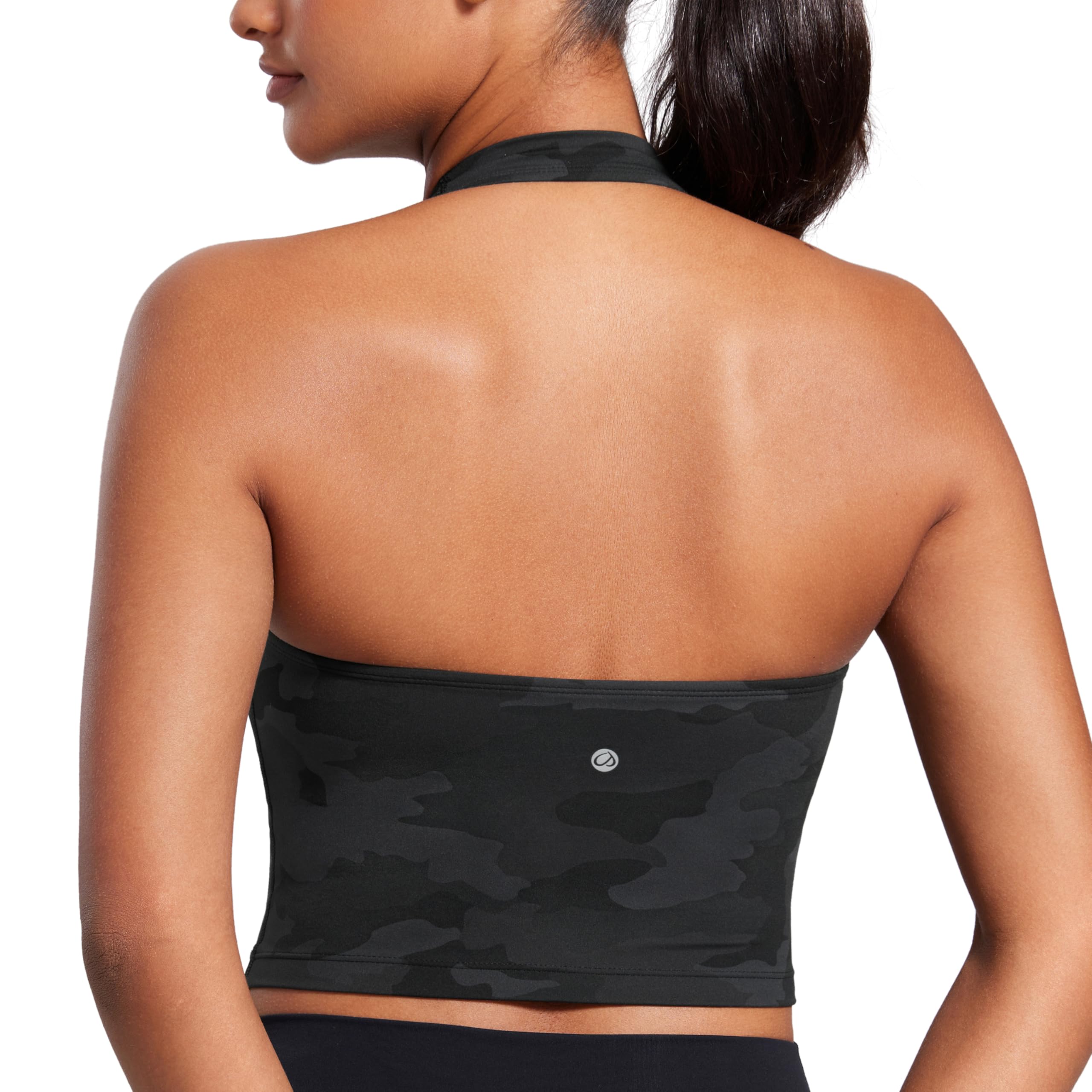 CRZ YOGAWomens Butterluxe Halter Longline Sports Bra - Padded Workout Yoga Crop Tops Tanks with Built in Pads