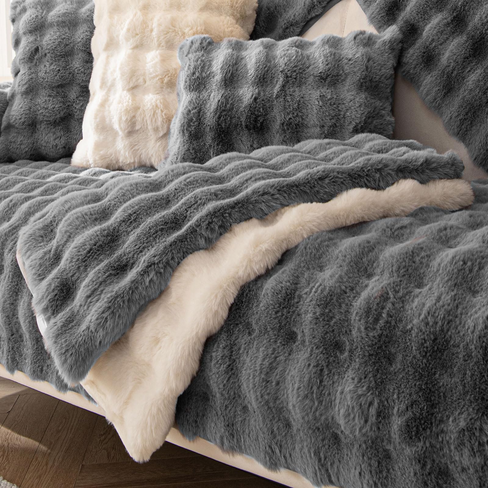BXAEYIPOR Couch Überzug,Sofa Überzug,Sofa-Schutzhülle mit Rutschfester Unterlage,Neue Universelle rutschfeste Solide Strukturierte Sofa Überzug für Wohnzimmer,Multi-Size Sofa Sitzkissenbezug.