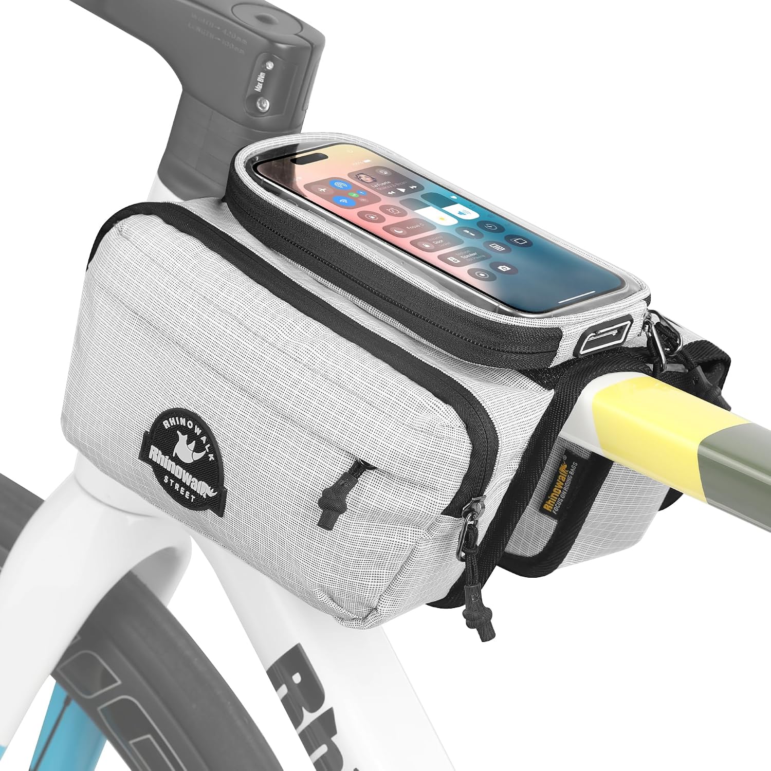 Rhinowalk Bike Frame Top Tube Bag with Touchable Phone Holder Side Pockets Bicycle Bag with Sensitive Touch Screen