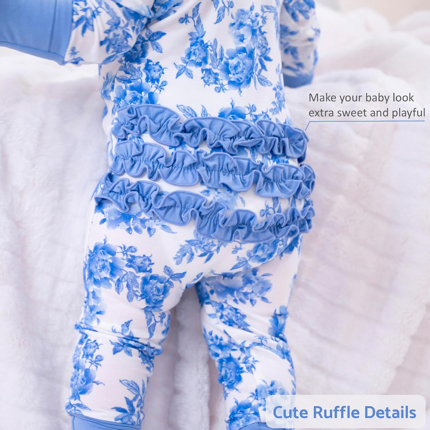 LollyBanks Baby Pajamas, Long Sleeve Baby Romper with 2-Way Zipper, 95% Viscose from Bamboo and 5% Spandex, Infant Sleepers