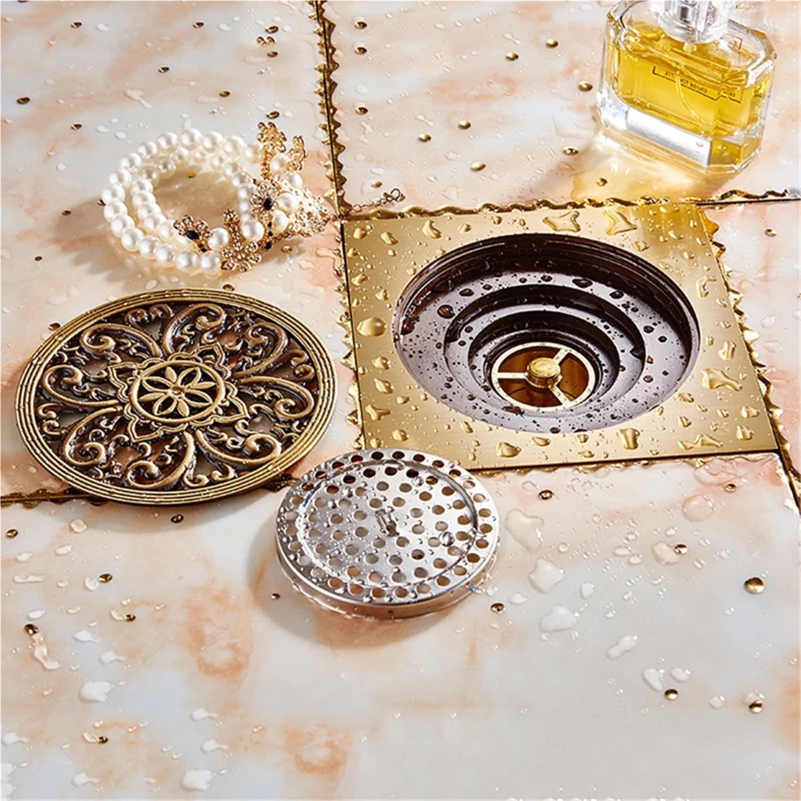 Drenaje De Suelo Ducha Desagüe de Suelo baño Material construcción Agua Cuadrado Accesorios para Lavabo(Style 1)