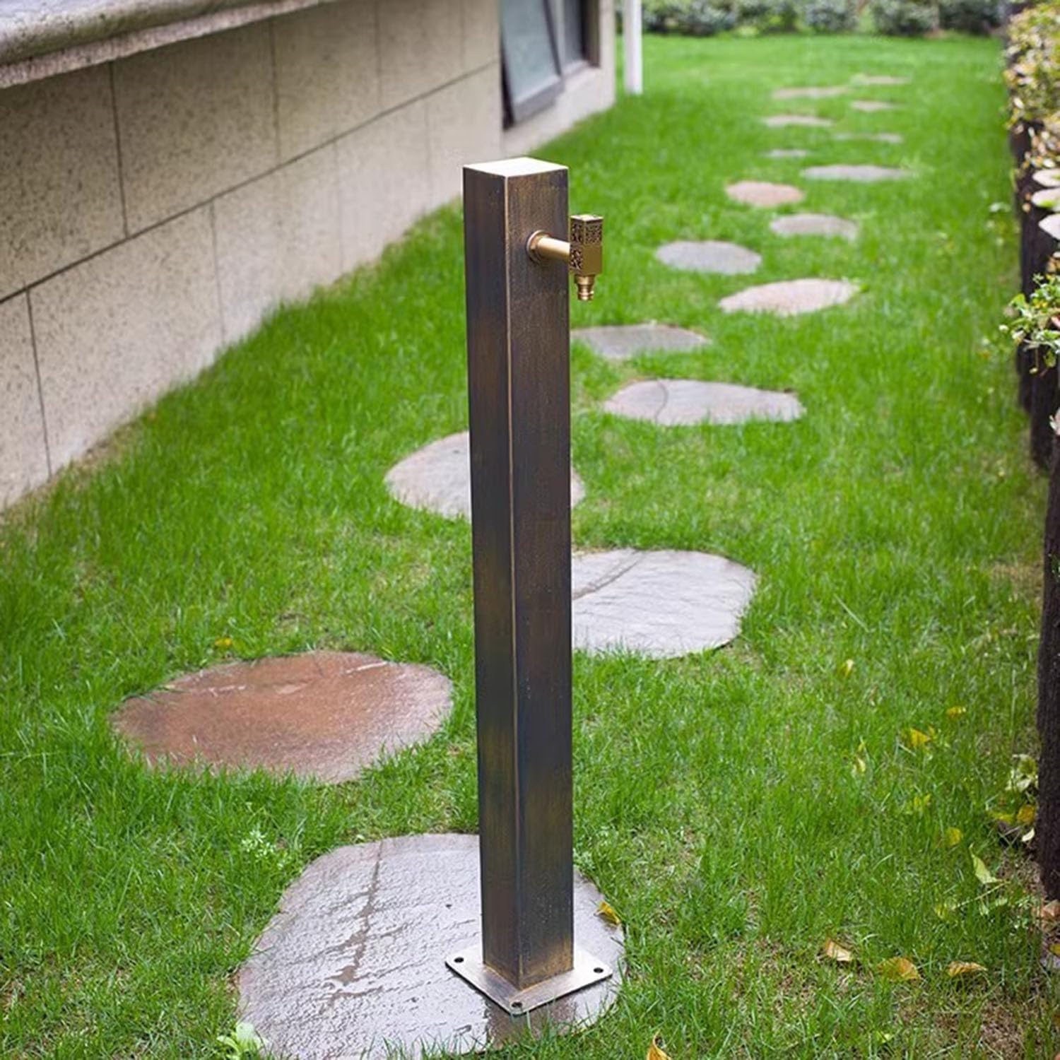 Antique Outdoor Faucet Post, Copper Garden Tap Extender, 304 Stainless Steel Hose Stand, Decorative Water Column for Backyard Farm, and Stylish Garden Accessory