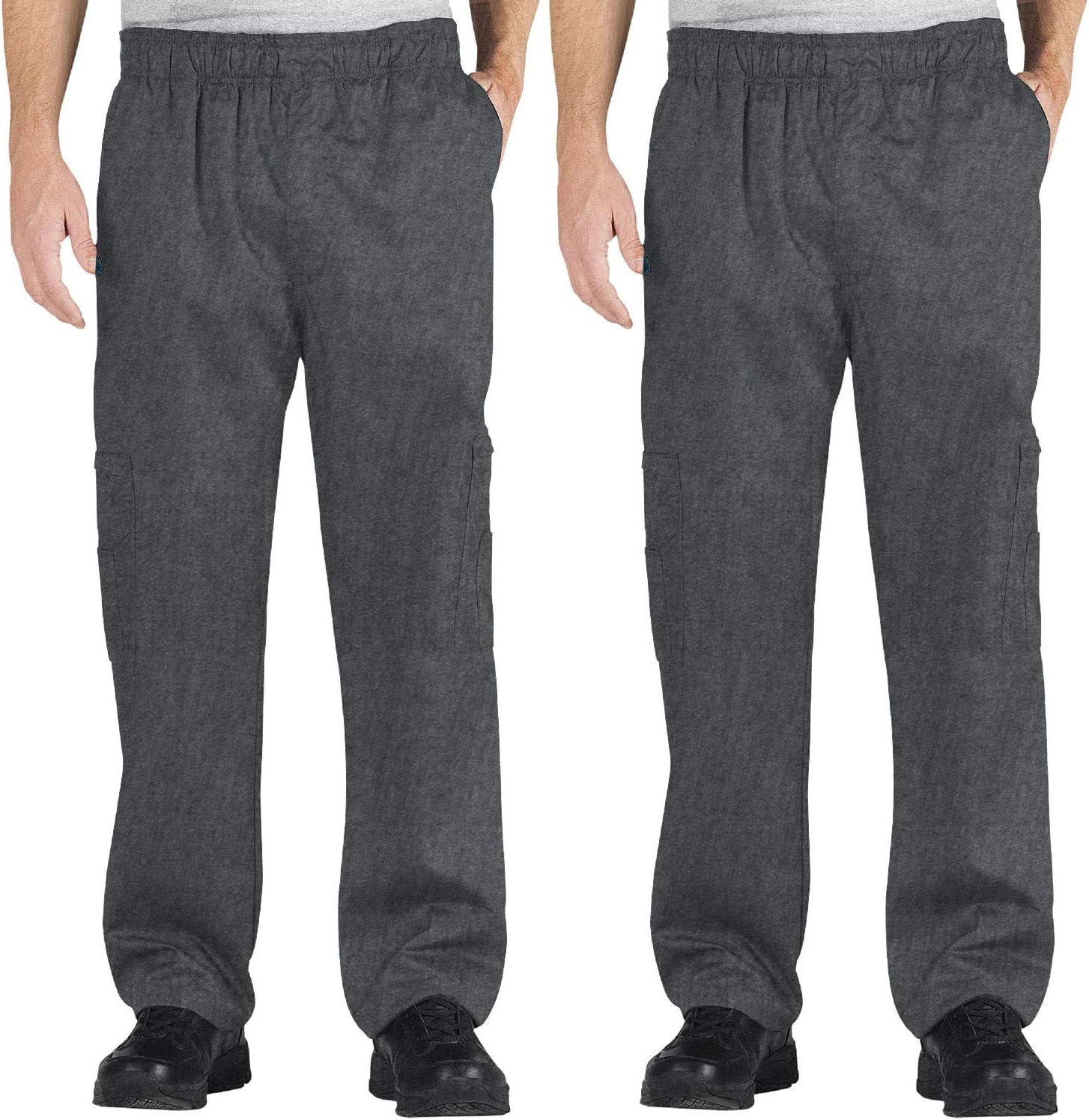 Chef Code 2-Pack Chef Cargo Pants with Elastic Waist with Drawstring and Zipper Cargo Pockets
