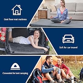 CYMULA CertiPUR-US Memory Foam Camping Mattress Pad, Portable Foam Sleeping Pad for Camping, Roll up Kids Sleeping Mat Floor Mattress Guest Floor Bed for Sleepover, Car, Tent SUV Cot Mattress