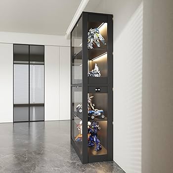 ブラック】コレクションケース 両扉タイプ 大型 幅80×奥行37×高164cm