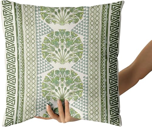 Miniatura 5 de Sweetshow Juego de 2 fundas de almohada de flores verdes salvia, diseño geométrico de verano, 20 x 20 pulgadas, diseño floral de primavera (BZ)
