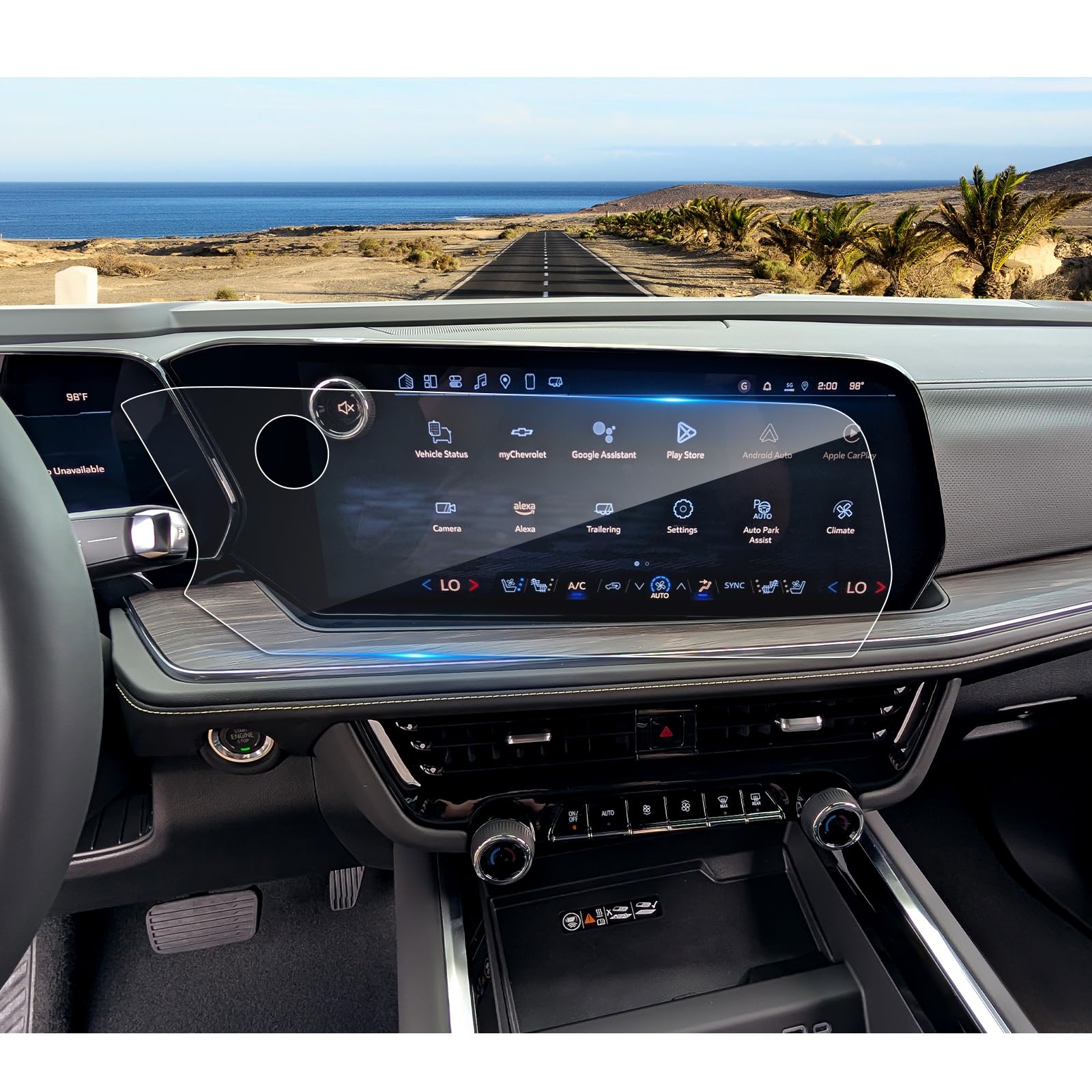 Coleya 2025 2026 Tahoe Screen Protector for Chevrolet Tahoe (LS/LT/RST/Z71/Premier/High Country) 17.7-inch Center Touchscreen, 9H Tempered Glass 2026 2025 Chevy Tahoe Accessories HD Transparent 17.7"