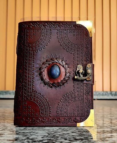 Miniatura 5 de AzureGreen Cuaderno liso 120 páginas de cuero con piedras el color puede variar con broche marrón