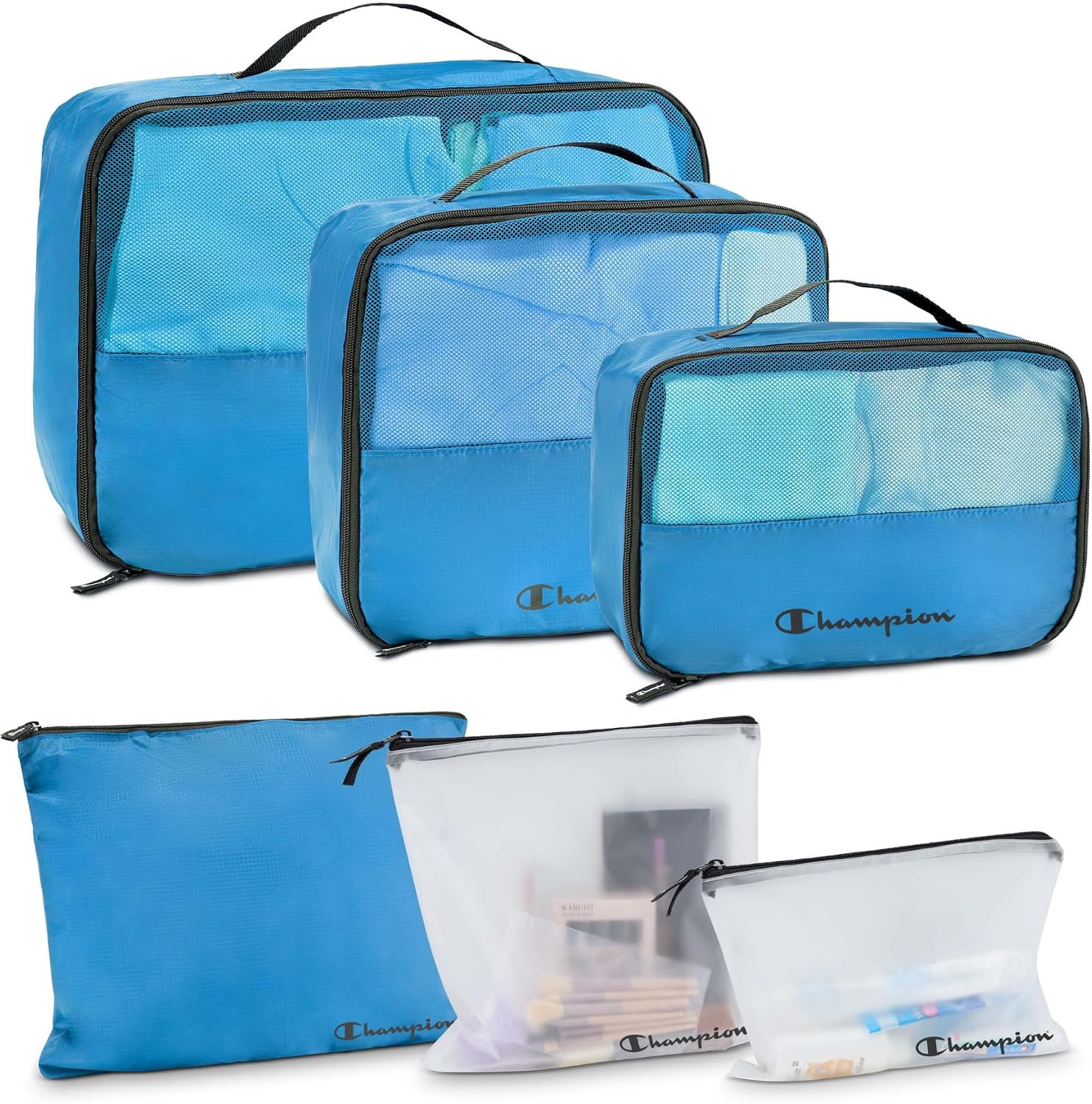 Champion Packing Cubes for Travel – 6 pc Packing Cubes Set for Suitcases, Space-Saving Packing Organizers