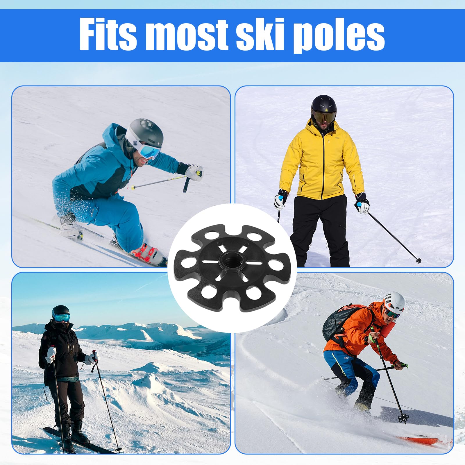 Gosknor 8pcs Paniers à Neige pour Bâtons de Randonnée, Panier pour Bâtons de Ski, Noir, Classique, Sports d'hiver