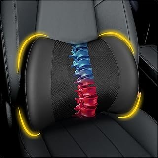 Lumbar Support Pillow: Memory Foam Lumbar Pillow for Lower Back Pain Relief - Car Back Cushion for Driving - Lumbar Support for Car-Office Chair, Wheelchair - Black