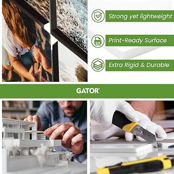 Gator Foam Board 16 x 24 x 3/16 10 Pack Rigid Lightweight Gatorfoam Panel Smooth Surface for Signs, Mounting & Displays Professional Graphic Arts & Exhibit Board White