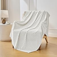 Vista 31 de Bnuitland - Manta de franela marrón con funda de almacenamiento, 300 GSM, manta de sofá súper suave con patrón de rayas de forro polar para bebés