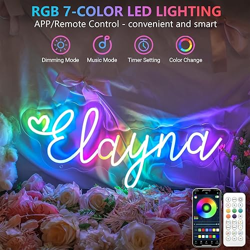Miniatura 3 de Letrero LED con nombre personalizado, con nombre, funciona con pilas, para decoración de pared, letrero de luces de neón personalizadas regulables