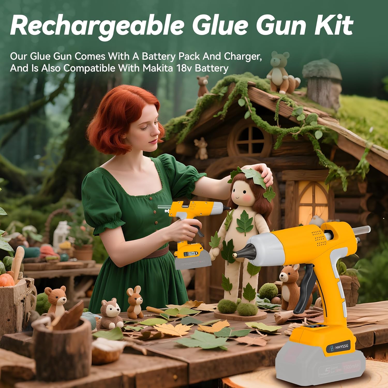 20V Cordless Hot Glue Gun with Temp Adjust & LCD Digital Display Fast Preheating Hot Glue Gun Full Size with 30Pcs Premium Sticks for DIY Crafts, Repair and Construction (Tool Only)