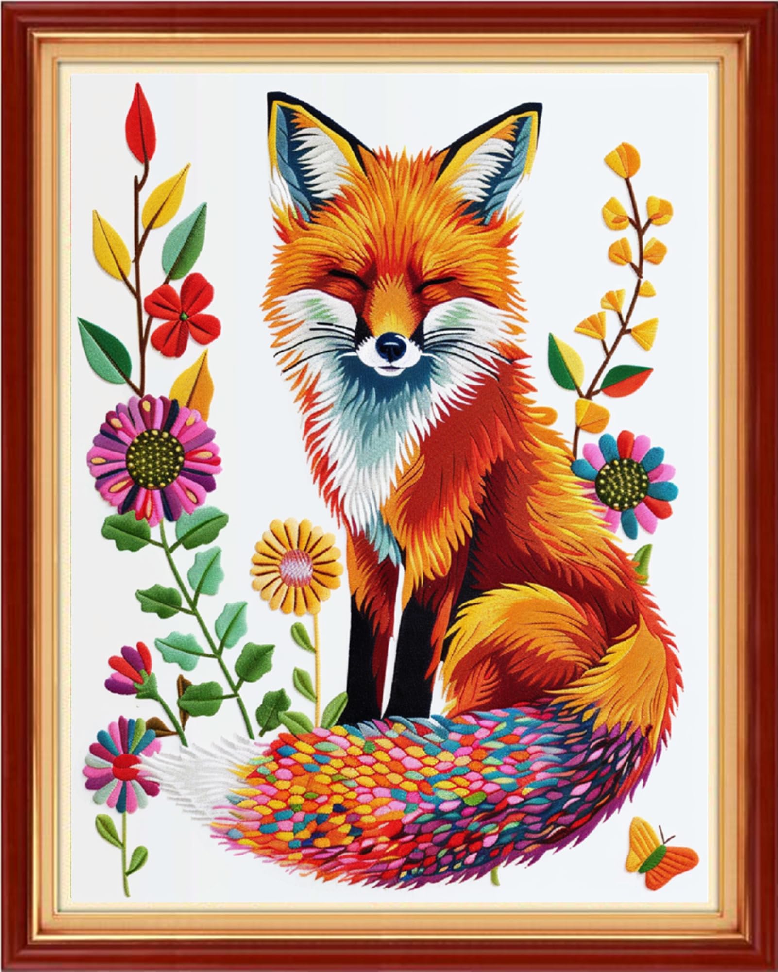 Findvoor Stamped Cross Stitch Kits for Beginners Full Range of Cross Stitching Embroidery Pattern for Adults, 11CT DIY Needlepoint Embroidery Starter Kits-Colorful Fox 16x20 inch