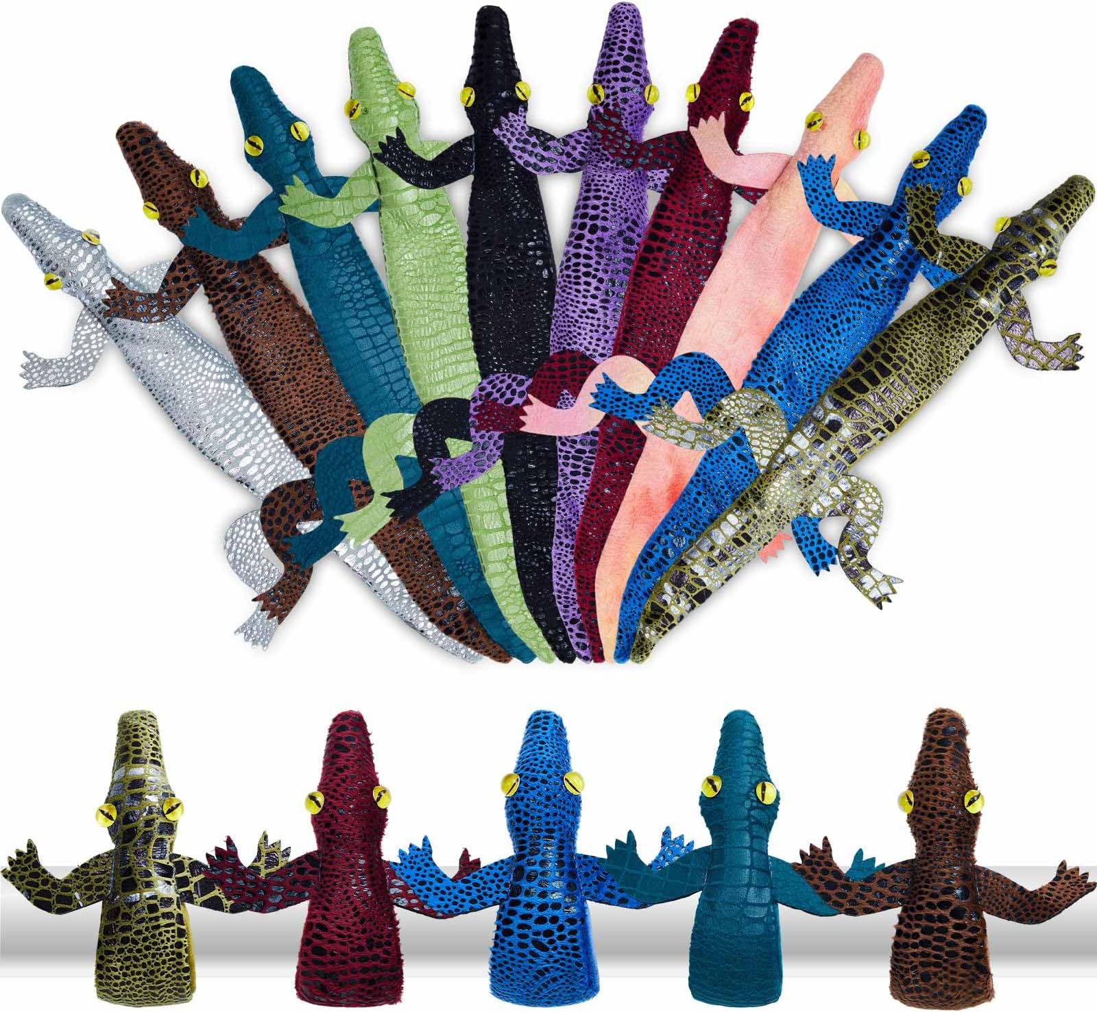 Chivao 10 Pieces Assorted Slap Bracelet Crocodile Snap Bracelet Sequin Animal Slap Bracelets Cool Halloween Snap Bracelets for Easter Halloween Party Favors