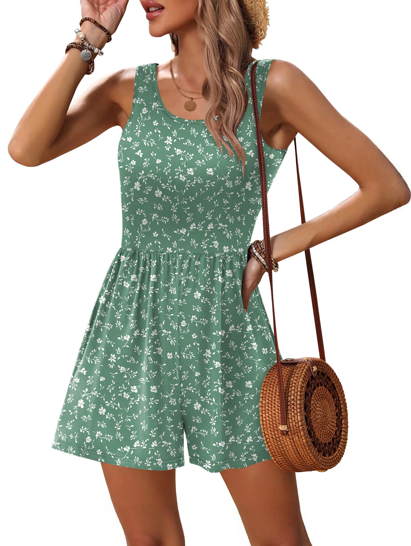 ekouaer Rompers for Women Summer Romper Sleeveless Scoop Neck Short Jumpsuits for Women Beach Jumpsuit with Pockets 2026-picture-19