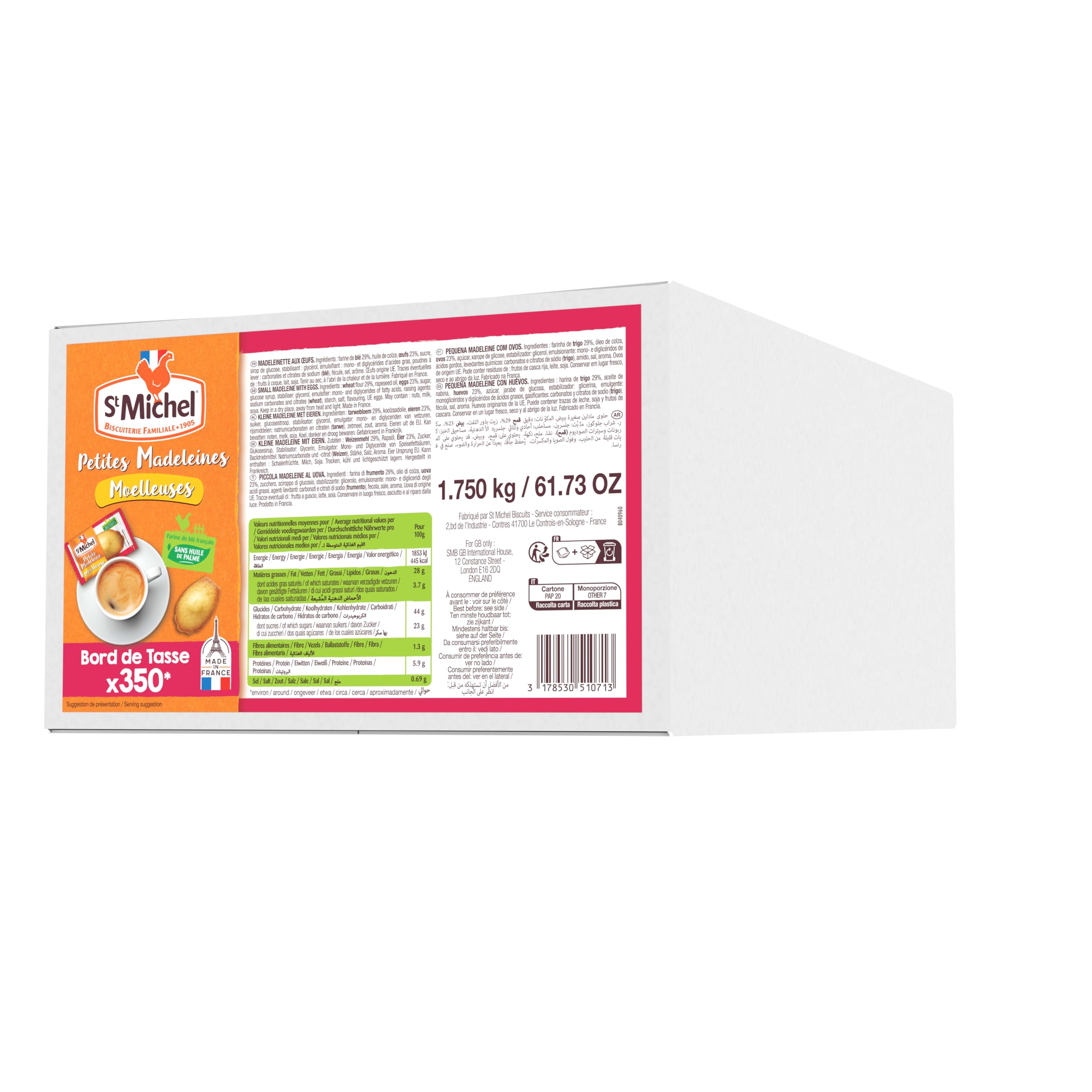 ST MICHEL - La Petite Madeleine - Moelleuse & Fondante - Lot de 350 Mini-Madeleines en Sachets Fraicheur - 1750g