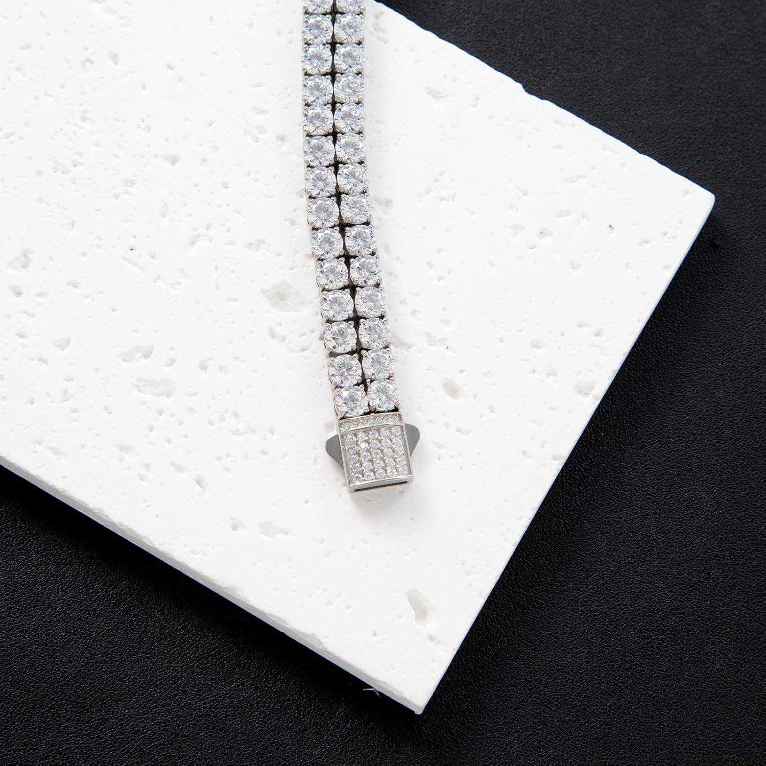 SDA Iced Out Diamond Tennis Chain Bracelets Stainless Steel Water Proof Never Fade 3.0mm/4.0mm Round 5A Cubic Zirconia Bracelets for Women and Men