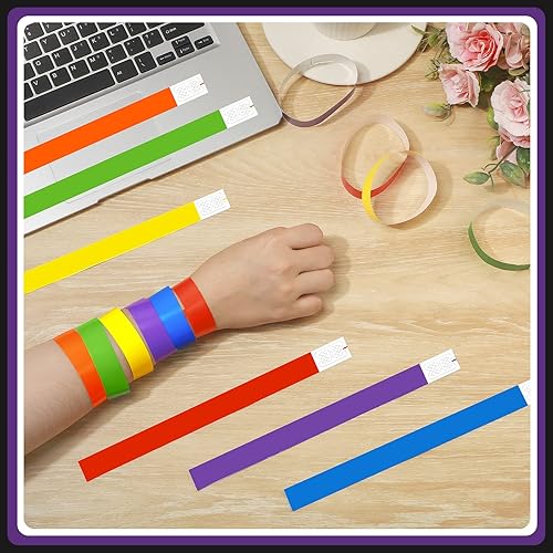 Miniatura 2 de TaoBary 3000 pulseras de papel para eventos de fiesta de neón, pulseras impermeables de colores, bandas de mano de identificación, bandas adhesivas