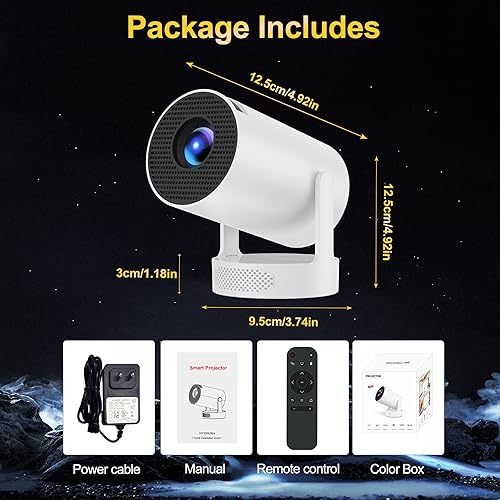 Miniatura 9 de Mini proyector con WiFi y Bluetooth, compatible con proyector portátil 1080P 4K, proyectores inteligentes Android 14 HY300 Ultra, corrección
