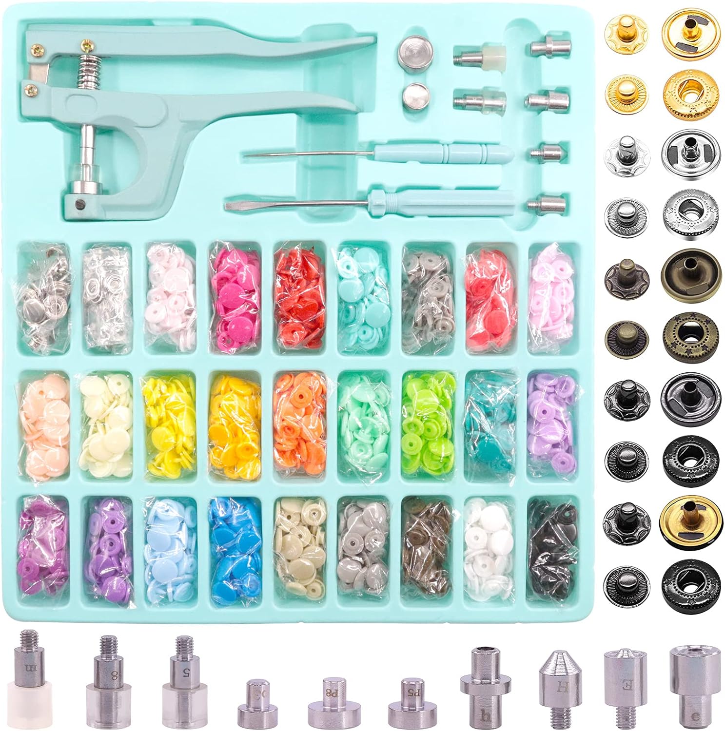 Wokape 280 Sets Plastic T5 Snaps Buttons and 40 Sets Metal Snaps NoSew