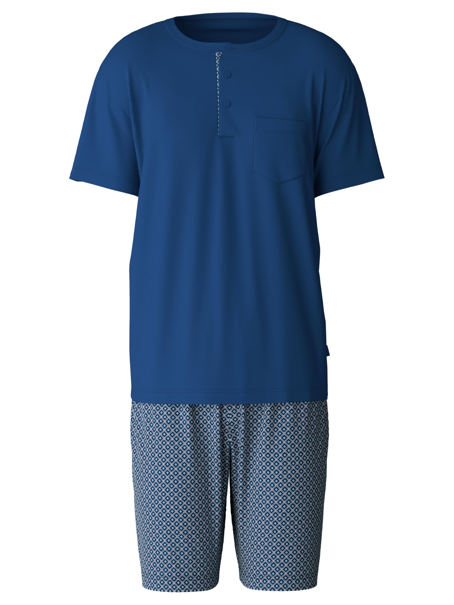 CALIDA Relax Choice Kurz-Pyjama Herren, 100% Swiss+Cotton-Baumwolle, pflegeleicht Pottery Blue 52-54