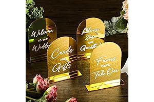 4Pcs Arch Acrylic Wedding Reception Signs with Stand Gold "- Gifts and...