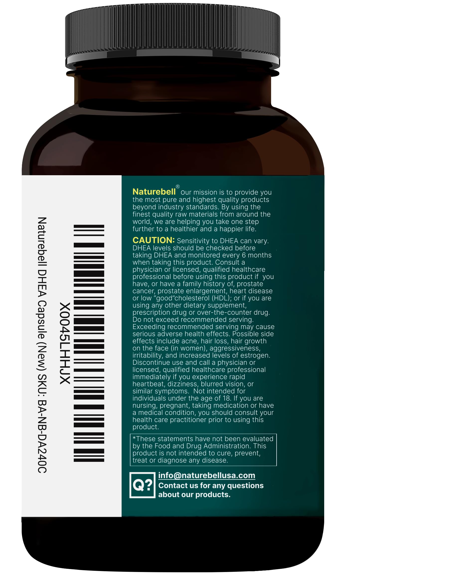 NatureBell DHEA 50mg for Men & Women, 300 Capsules | Micronized for Better Absorption | Plant-Based Source | Supports Energy, Metabolism & Healthy Aging | Non-GMO, Made in USA — Amazon image 8