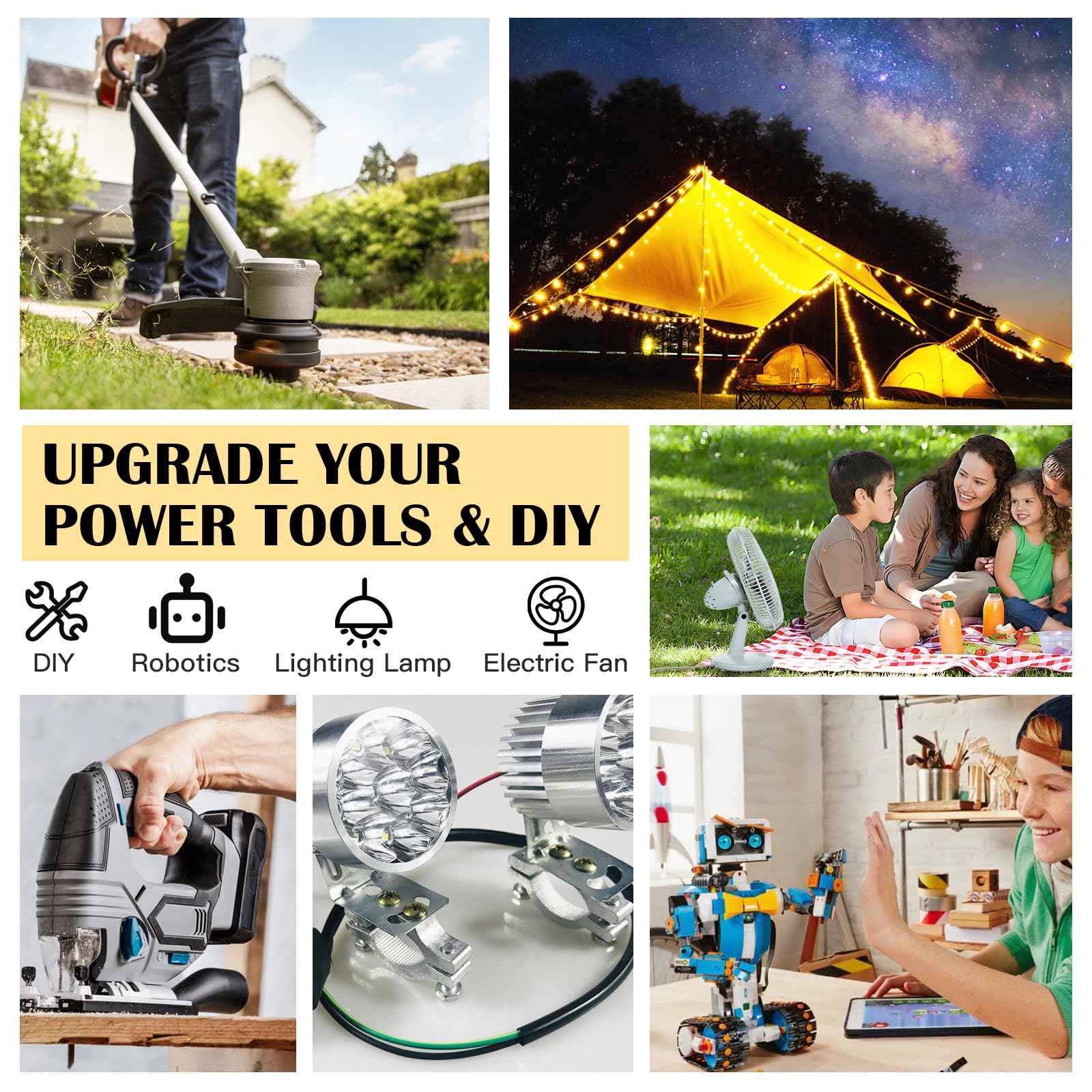 Paquete de 2 adaptadores de rueda eléctrica compatibles con batería Dewalt de 20 V, kit de conversión de energía para auto de juguete RC DIY, camión de paseo, herramienta eléctrica, conector de