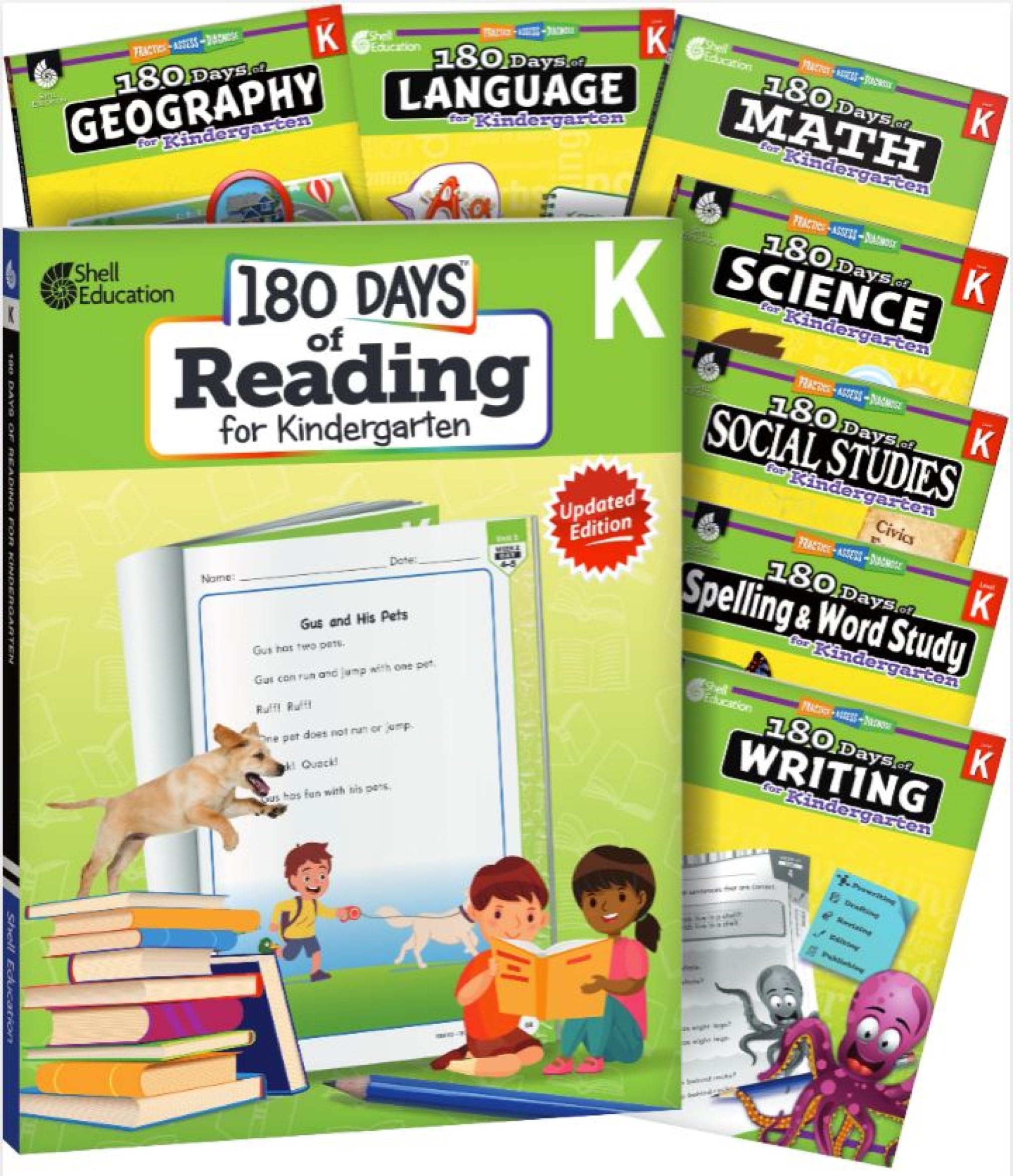 180 Days(tm): 8-Book Set for Kindergarten Practice Workbook for Classroom and Home, Cool and Fun Practice Created by Teachers (180 Days of Practice)