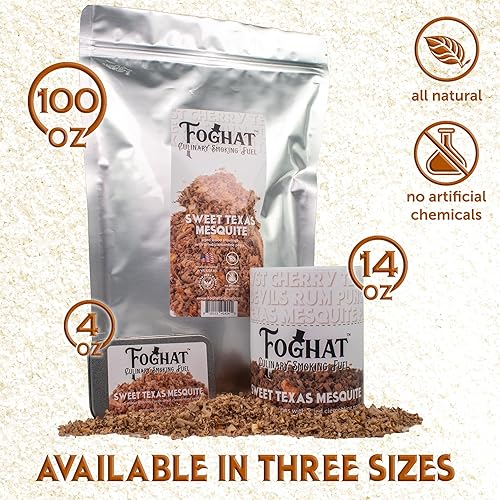 Miniatura 2 de Virutas de madera  Virutas de mezquite dulce Texas de 4 onzas para ahumador, whisky y bebida, chips de madera culinaria para ahumar alimentos de