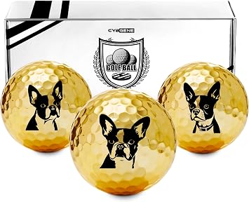 Boston Terrier Golf Gifts for Boston Terrier Lovers, Boston Terrier Gifts for Men/Women, Golf Balls Set, Perfect Boston Terrier Idea for Male/Female on Birthday, Christmas - Gold