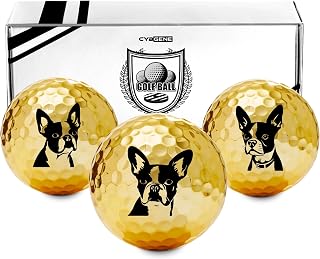 Boston Terrier Golf Gifts for Boston Terrier Lovers, Boston Terrier Gifts for Men/Women, Golf Balls Set, Perfect Boston Terrier Idea for Male/Female on Birthday, Christmas - Gold